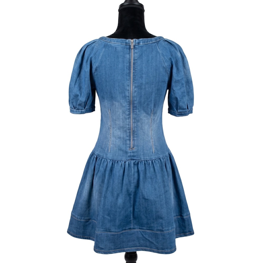 HABITUAL Girl Denim Puff Sleeve Fit and Flare Dress Blue Size 16 Preppy Cottage - Picture 3 of 6